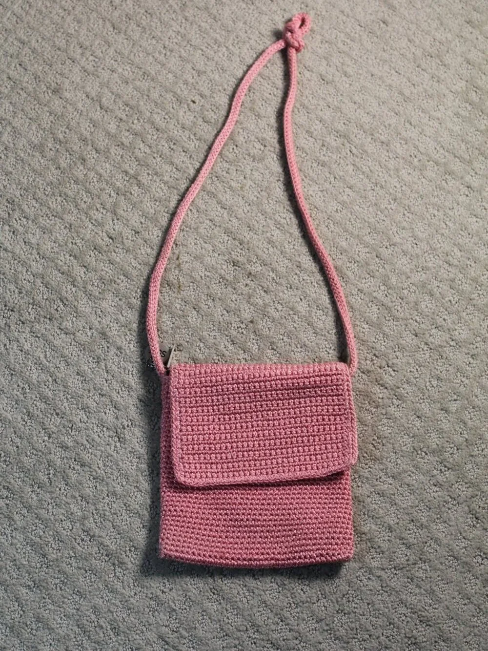 The Sak Crochet Crossbody Handbag Pink Lightweight Day Bag boho hippie